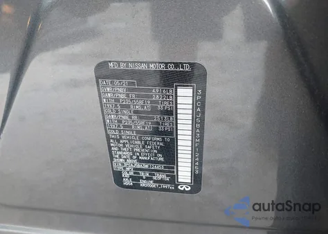 2021 Infiniti Qx50 Luxe z USA, uszkodzony, nr VIN 3PCAJ5BA3MF124453